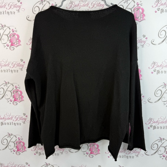 Gilli sweater pull over hello beautiful white knitted cozy Black Knit Sweater - Picture 2 of 12